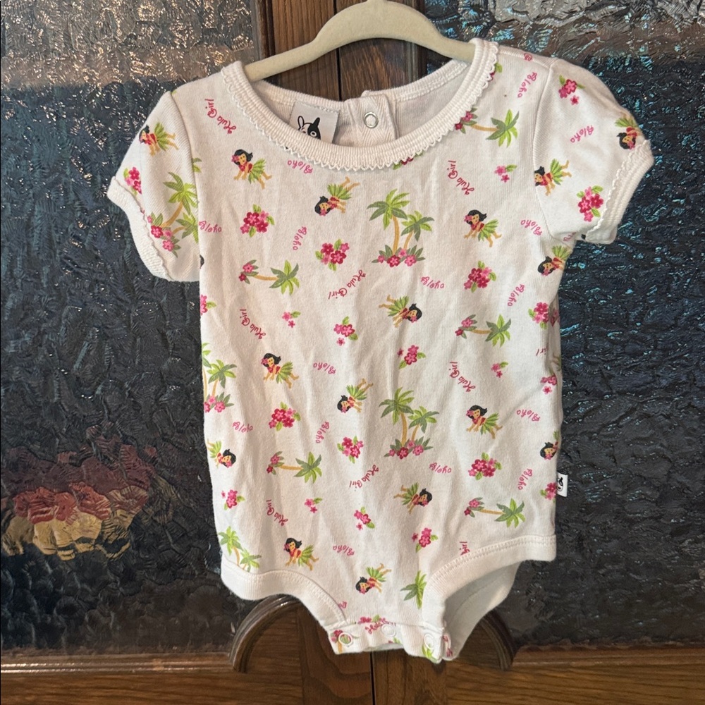 Baby Hawaiian, hula girl, aloha vintage onesie.
